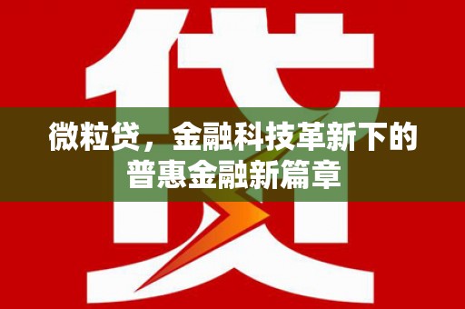 达州微粒贷，金融科技革新下的普惠金融新篇章